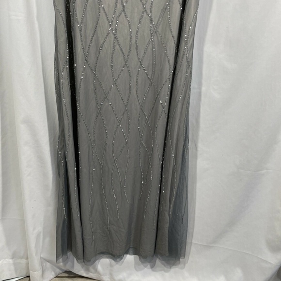 NEW Adrianna Papell [ 8 ] Beaded Blouson Gown in Pewter Silver‎ - Picture 7 of 12